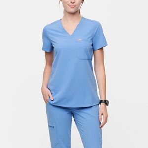 Figs Catarina Pocket Scrub Top Size XS Ceil Blue